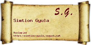 Simtion Gyula névjegykártya